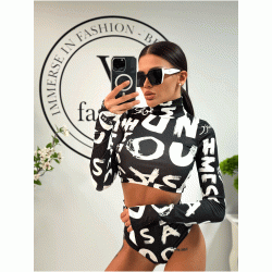 Negru compleu Abbys (bikini cu bluză)